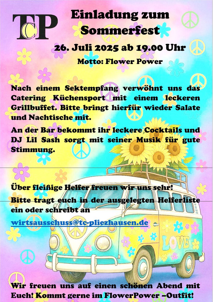 Sommerfest am 26.07. ab 19 Uhr